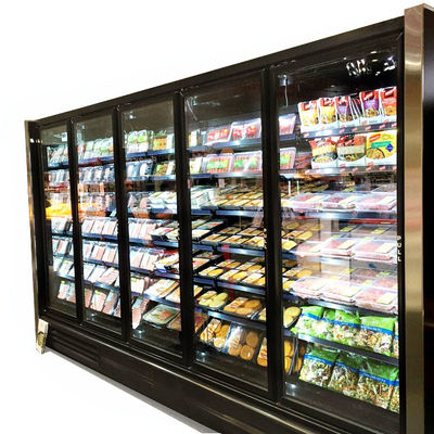 5 Kapı Dik Cam Kapı Soğutucu Merchandiser Et İçin Bağımsız Süt Ürünleri Sebze Meyveleri Üretir